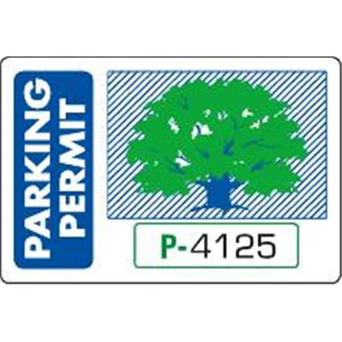Parking Permit Static Cling With Tree Design, Blue/Green, 3 X 2 Package Of 100