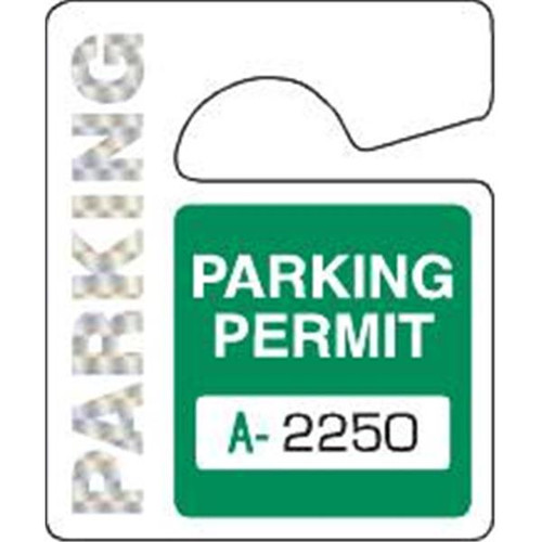 Hologram Plastic Parking Permit Tags, Green, 2 1/2 X 3, Package Of 100
