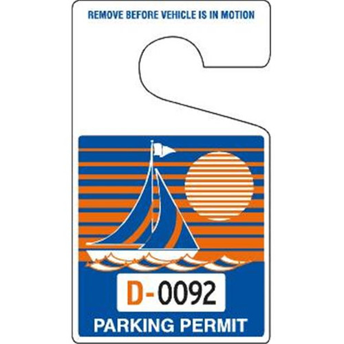 Plastic Parking Permit Tags, Blue/Orange, Large, Package Of 100