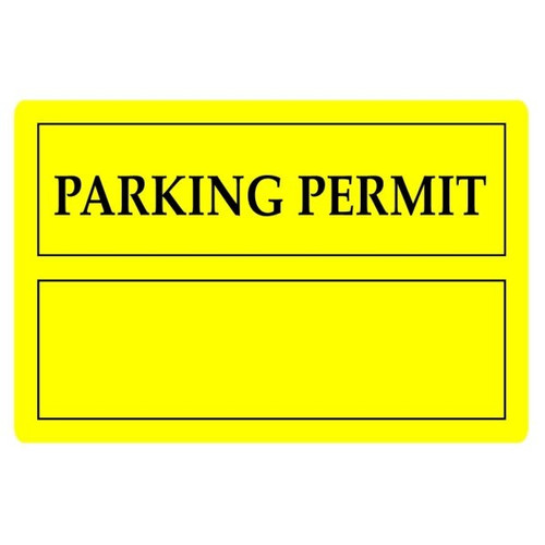 Parking Permit Bumper Stickers, Yellow, 3 X 2 Package Of 100
