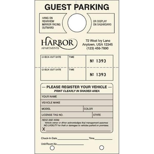 Guest Parking Tags, Ivory, 4-1/4 X 7-3/4, Package Of 100