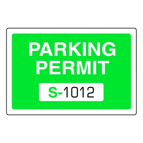 Parking Permit Bumper Stickers, Green, 3 X 2, Package Of 100