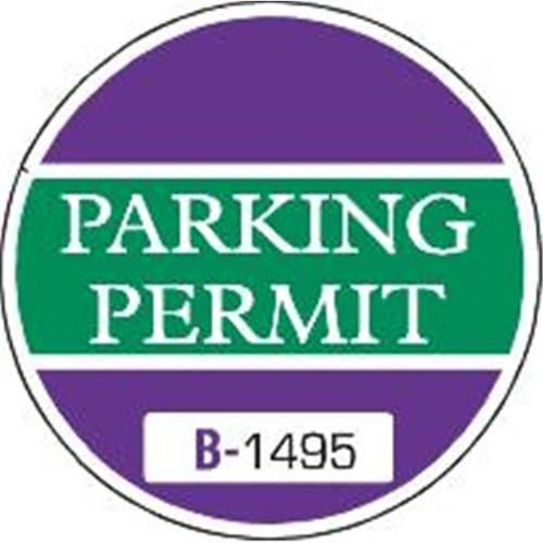 Parking Permit Window Stickers, Purple/Green, 3 Diameter, Package Of 100
