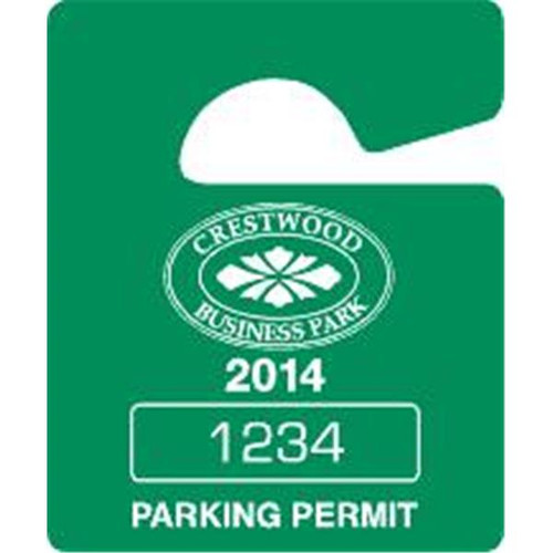 Custom Plastic Parking Permit Tags, Solid Green, Small, Package Of 100