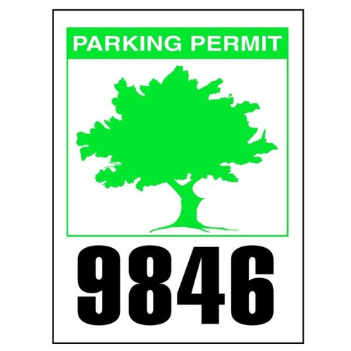 Parking Permit Window Stickers, Green Tree, 2-1/4 X 3, Package Of 100