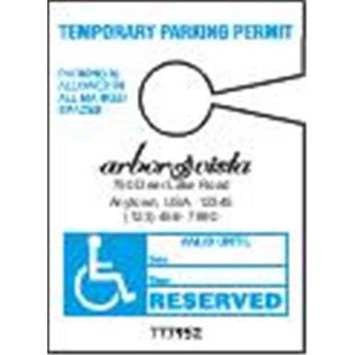 Temporary Parking Tags, Handicapped, 2-3/4 X 3-3/4, Package Of 100