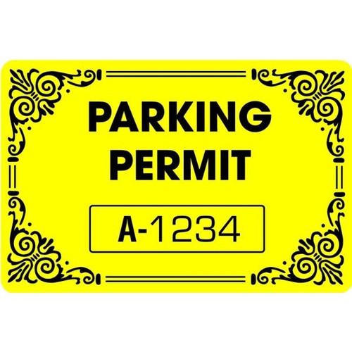 Parking Permit Window Stickers, Yellow, 3 X 2, Package Of 100