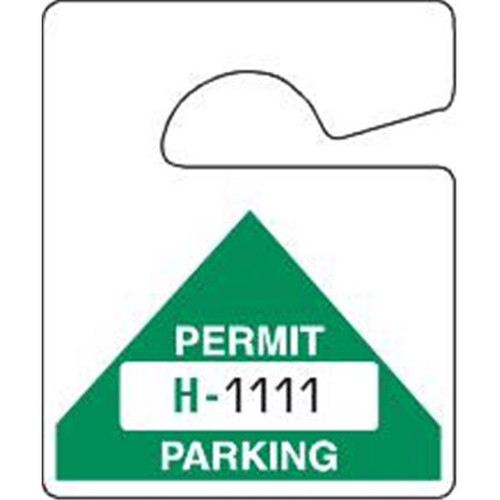 Non-Reflective Plastic Parking Permit Tag, Green Triangle, Small, Package Of 100