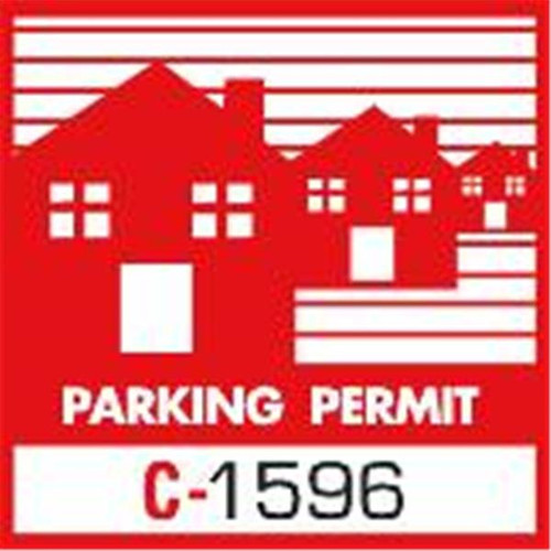 Parking Permit Bumper Stickers, Red Houses, 2-1/4 X 2-1/4, Package Of 100