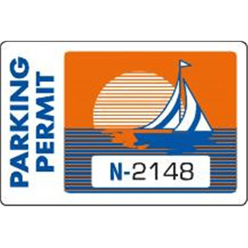 Parking Permit Window Stickers, Orange/Blue, 3 X 2" Package Of 100