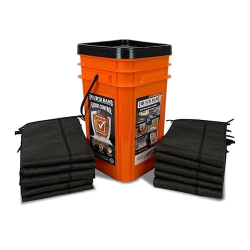 Quick Dam Outdoor Grab & Go Bucket  10 Pack 5ft Flood Barriers, Water-Activated Flood Control, 3.5" High