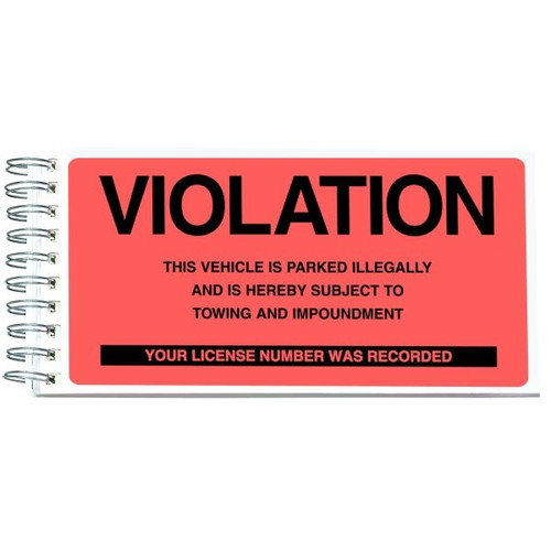 Violation/Parked Illegally Parking Violation Stickers, 6 X 3, Book Of 50