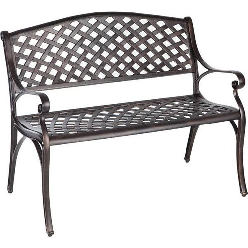 Patio Sense Cast Aluminum Patio Bench (Antique Bronze)