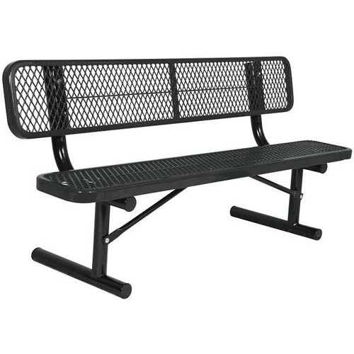 Everest 6 Ft. Portable Park Bench W/ Back (Black)