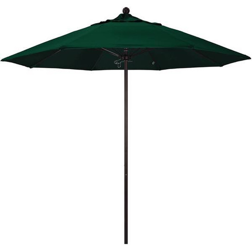California Umbrella 9 Ft. Bronze Aluminum Patio Umbrella In Forest Green Sunbrella
