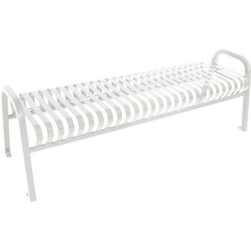 Plaza 4 Ft. Steel Strap Bench Without Back (White)