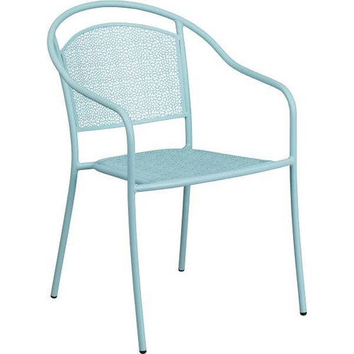 Carnegy Avenue Sky Blue Metal Outdoor Dining Chair