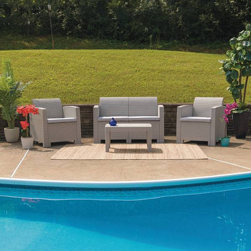 Carnegy Avenue Gray 4-Piece Wood Patio Conversation Set