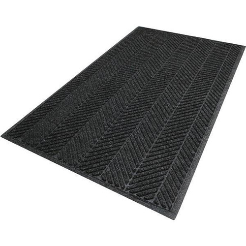 M+a Matting Waterhog Max Herringbone 3' X 5'. Commercial Fashion Floor Mat (Black Smoke)