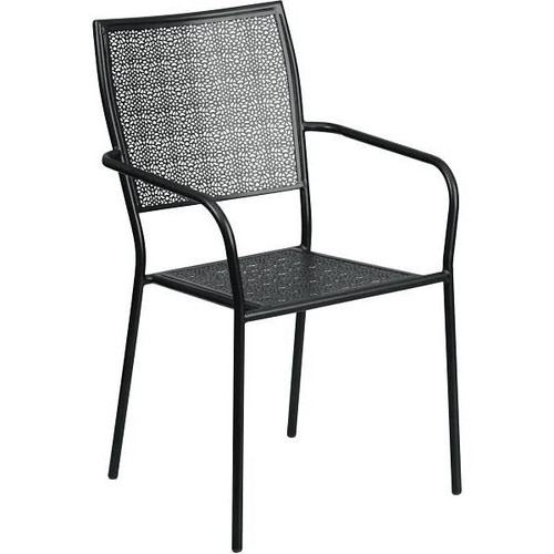 Carnegy Avenue Black Metal Patio Arm Outdoor Dining Chair