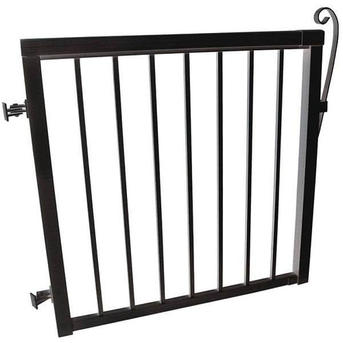 Peak 42 " X 40 " Black Aluminum Deck Railing Picket Gate