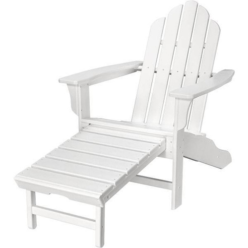 Cape Soleil Verde Adirondack Chair With Attached Ottoman In White