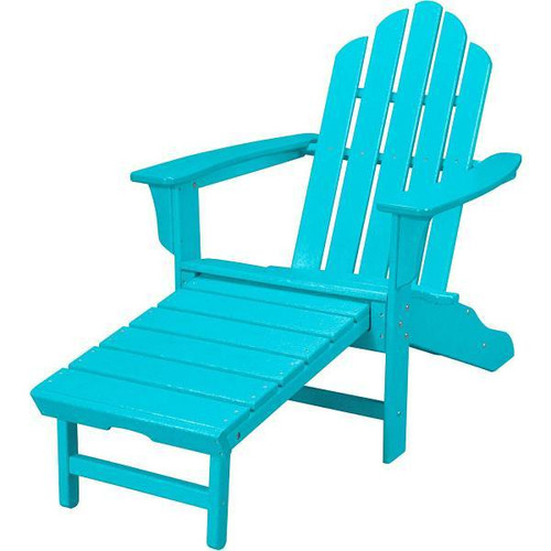 Cape Soleil Verde Adirondack Chair With Attached Ottoman In Aruba Blue