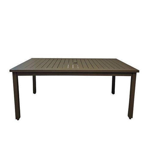Grosfillex 69x39 Inch Easy-To-Clean Slatted Aluminum Table, Fusion Bronze