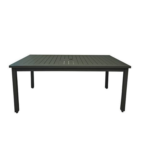 Grosfillex 69x39 Inch Easy-To-Clean Slatted Aluminum Table, Black