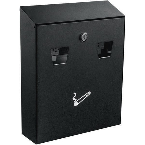 Alpine Industries Black Wall-Mounted Cigarette Disposal Station Outdoor Ashtray