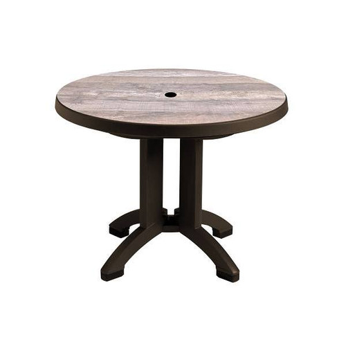 Grosfillex Aquaba 38 Resin Round Table, Ranch/Bronze