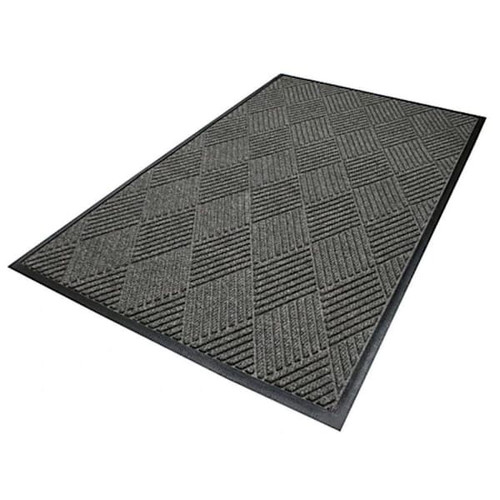 M+a Matting Waterhog Diamond Classic Mat Medium Grey 3'X4' Smooth Backing