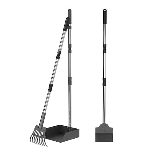 Fur Essentials Pooper Scooper Set Metal Tray Rake/Spade 38" Handle