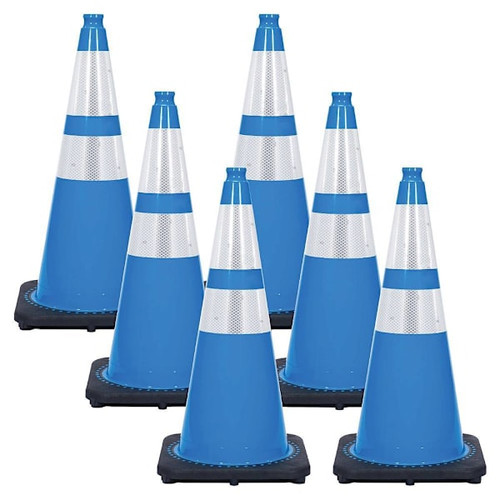 Mr. Chain 28" Sky Blue Reflective Traffic Cones Package Of 6