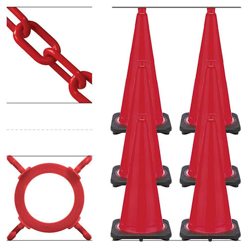 Mr. Chain 28" Red Traffic Cone And Chain Kit