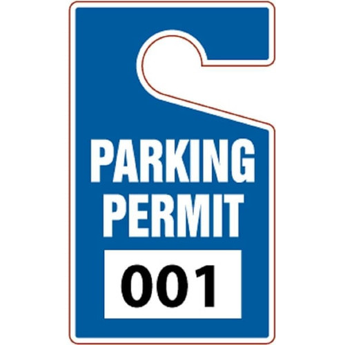 Accuform Parking Permit Numbered 001-099 Laminated Plastic Blue Package Of 99