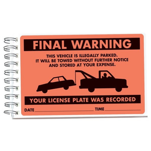 Parking Violation Tags, Final Warning, 8 X 5", Book Of 50