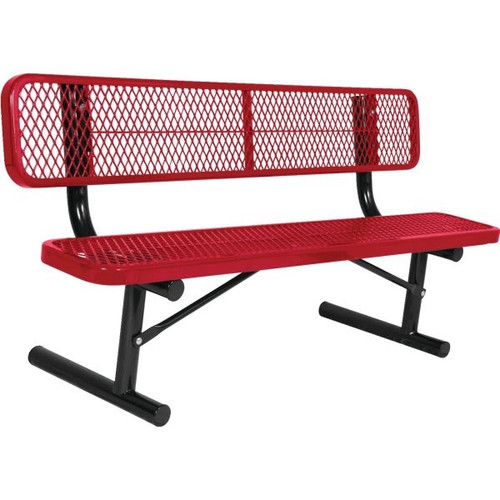 Ultrasite Portable Park Bench, Red Galvanized Steel, 6'