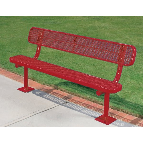 Ultrasite Surface Mount Park Bench, Red Steel, 6'