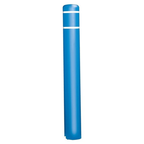 Bollard Post Sleeve, Blue With White Tape, 7 X 60
