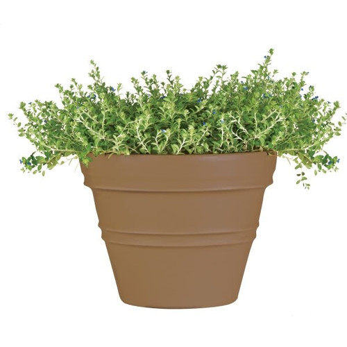 Classic Look Rolled Rim Planter, 25 Diameter, Brown