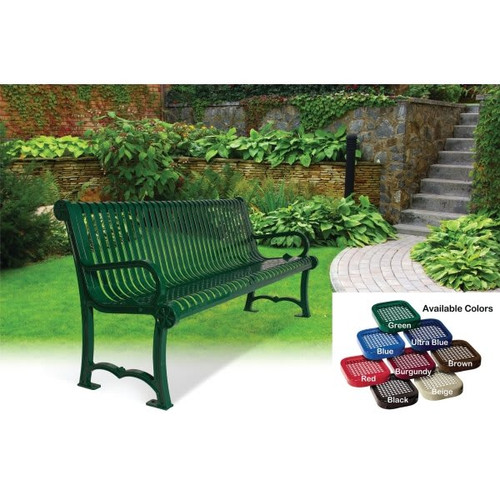 Ultrasite 4 Ft. Charleston Bench, Ultrablue Thermoplastic Coated Expanded Steel