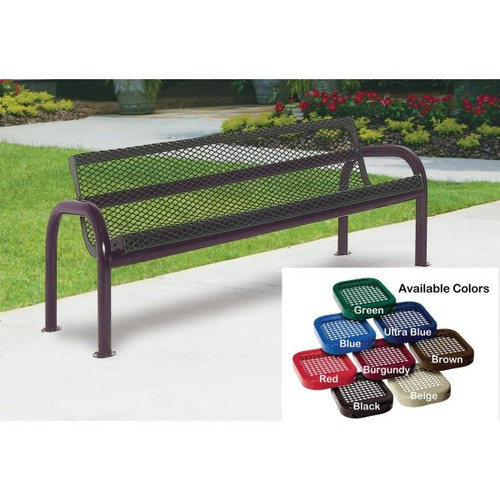 Ultrasite 6 Ft. Contour Bench - In-Ground, Thermoplastic Coated Perforated Steel, Ultra Blue
