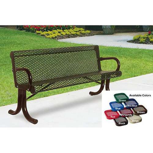 Ultrasite 72 In. W Capri Courtyard Bench With Back, Portable/Surface Mount, Ultra Blue