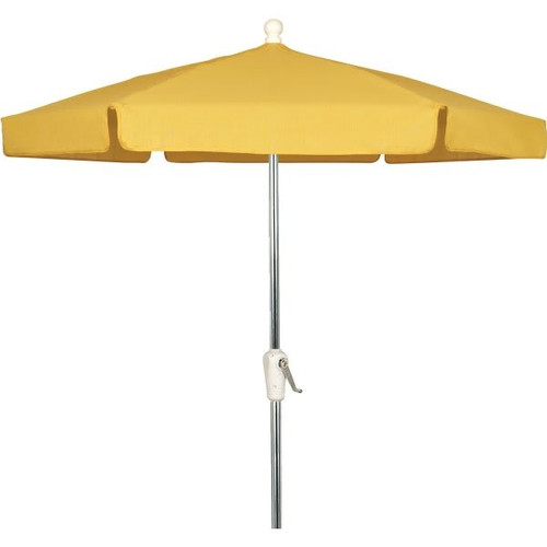 Fiberbuilt 7.5' Garden Umbrella, Fiberglass Ribs, Tilt/Crank, Yellow