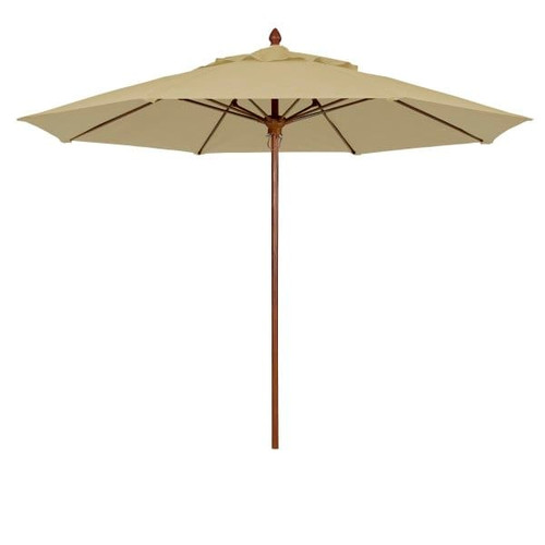 Fiberbuilt Bridgewater Beige Marine Umbrella With Teak Pole 8'
