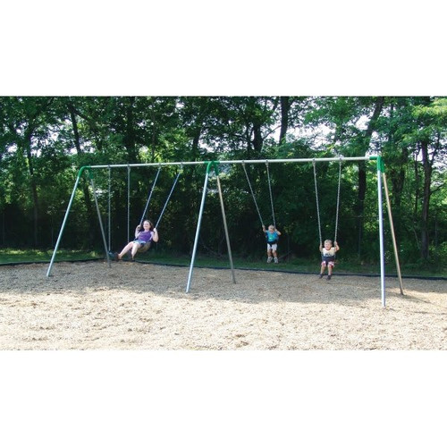 Uplaytoday Swing Set Double Bay 2 Strap 2 Bucket Seats - Green