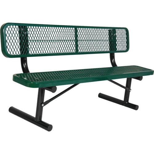 Ultrasite 6' Portable Park Bench, Thermoplastic Coated Steel, Diamond Pattern - Green