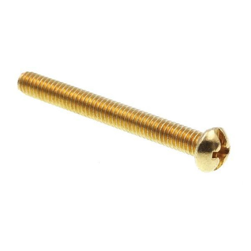 Machine Screws, Rd Hd, Phil/Slot Comb Dr, #8, Brass, Package Of 25.. 9003778