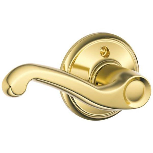 Schlage Residential F Ser Dmy Rt Hand Bright Brass Finish Flair Lever F170 FLA 605 RH
